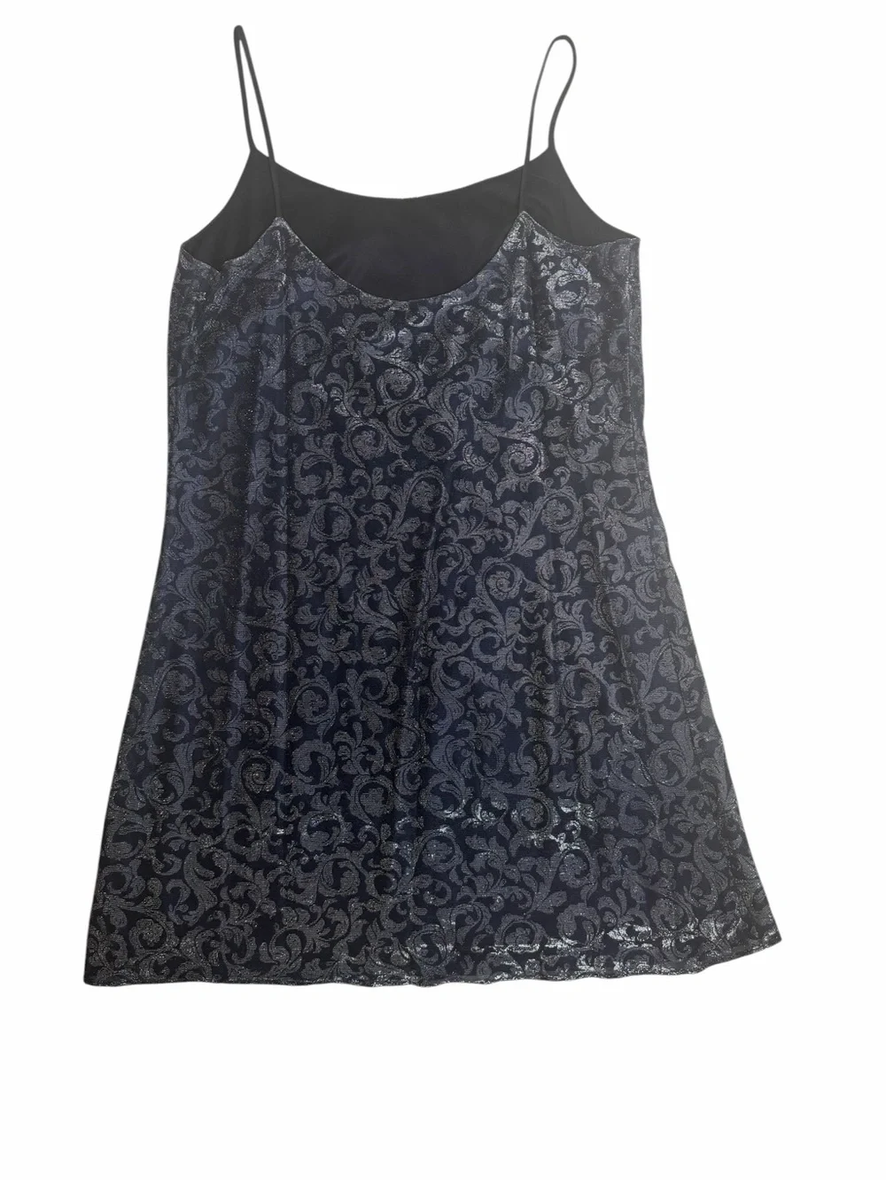 Vintage Jessica McClintock Gunne Sax Silver Metallic Navy Dress 5/6 Y2K Party